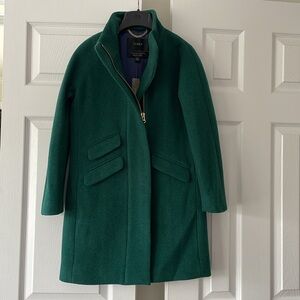 NWT J. Crew Heather Forest Green Petite Cocoon Coat in Stadium Cloth Wool, P00
